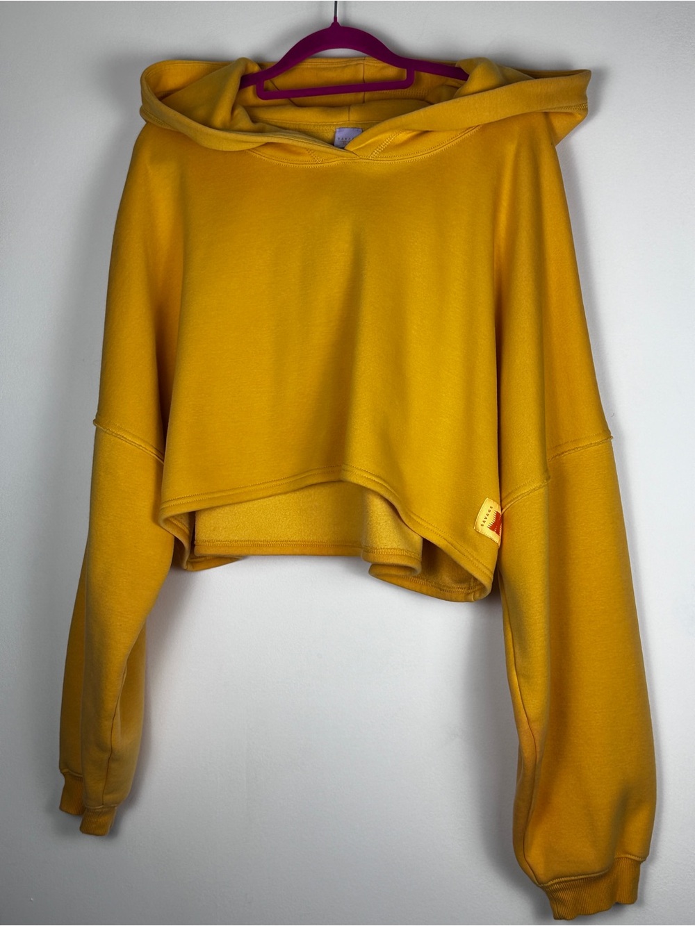 Savage x Fenty Cropped Hoodie 3X Mustard Yellow Oversized Fleece Sweatshirt